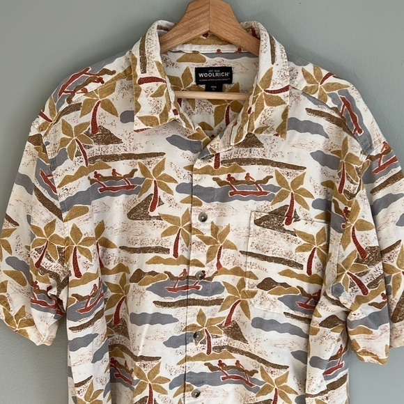 Woolrich Men’s Premium Hawaiian Short Sleeve Button Down Shirt - XL - Picture 3 of 7